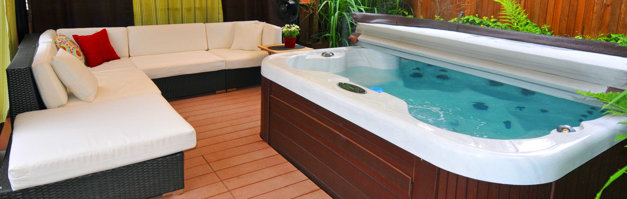 Luxury hot tubs beside sofa bed